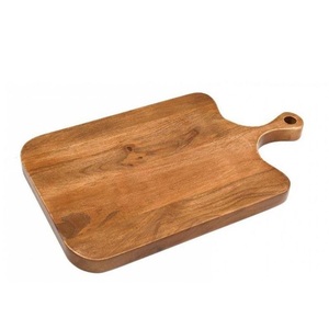 Tabla de cortar de madera con mango y acacia cuadrada práctica grabada con hojas - Product Image 3