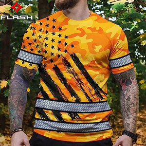 Camisa Impermeable de Alta Visibilidad con Diseño de Calavera, ANSI Clase 1, para Hombre, Reflectante, con Logotipo Personalizado, Ropa de Trabajo, Patriótica, para Corredores - Product Image 4