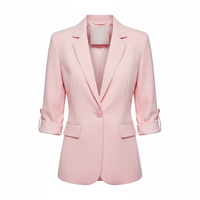 Blazer pour femme sur mesure, couleur personnalisée, simple boutonnage, en velours tissé uni, broderie main, coupe ajustée, style décontracté ou professionnel