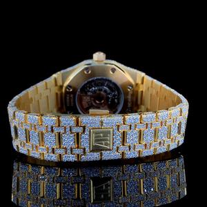 Montre mécanique de luxe en édition limitée entièrement glacée en acier inoxydable avec mouvement automatique VVS Moissanite Diamond Antique Dial - Product Image 4