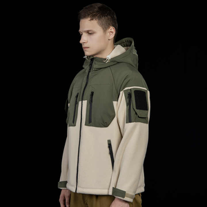 Veste coupe-vent d'hiver en polaire respirante en toile avec col montant et fermeture à glissière pour hommes de grande taille en peau de vache - Product Image 5