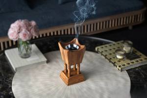 Quemador de incienso Madkhan de madera hecho a mano más vendido para oficina en casa y meditación diseño elegante y duradero de la India - Product Image 4