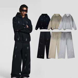 ชุดเสื้อฮู้ดดี้และเสื้อสเวตเชิ้ตแบบโอเวอร์ไซส์ ตัดเย็บแบบมีรู  บุผ้าฟลีซ 380GSM  สำหรับฤดูหนาว  แบบยูนิเซ็กซ์  แฟชั่นสั่งทำได้  ขายส่ง - Product Image 2