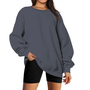 2025 gran oferta de moda para mujer de gran tamaño cuello simulado manga larga Casual liso polar sudaderas pulóver invierno ecológico - Product Image 4