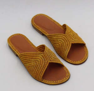 Sandale en raphia pour femme, sandale en raphia pour femme, chaussons en raphia pour femme, mules en raphia pour femme faites main - Product Image 3