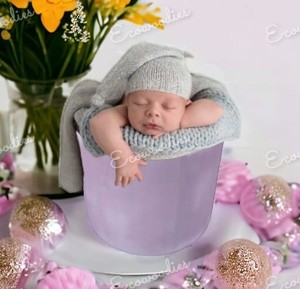 Accessoires seau polyvalents et charmants pour nouveau-nés Panier en bois vintage pour bébé Accessoire de photographie pour chambre à coucher pour toile de fond photo - Product Image 6