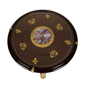 Table d'appoint de luxe à plateau rond en verre avec incrustation en porcelaine et pieds en laiton doré moulé à la main en forme de cygne pour la décoration d'angle de la maison de style palais - Product Image 5