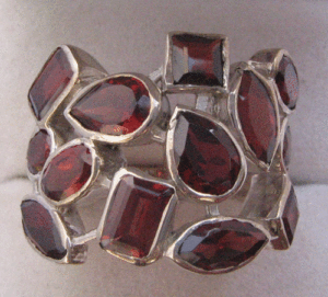 Shah Gems 925 Sterling <b>Silver</b> Men's <b>Ring</b> with Natural Garnet <b>Opal</b> and Pear Cut Diamond Rhodium Plated Fine Jewelry - Product Image 1