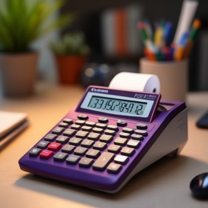 Calculatrice de bureau Canon P-23 DTSC II Violette/Rouge avec finition argentée métallique 163 x 56 x 230 mm Fonctionnement sur piles/prise secteur CANON - Product Image 3
