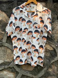 Ensemble de pyjama en coton indien imprimé champignon de luxe chemise de nuit d'été tissée décontractée avec short pour proposition de demoiselle d'honneur - Product Image 4