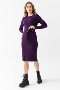 Women Knitwear Crew Neck <b>Dress</b> Long Sleeve Flexible <b>Warm</b> Belt Detail High Quality <b>Winter</b> New Fashion Customizable OEM Services - Product Image 5