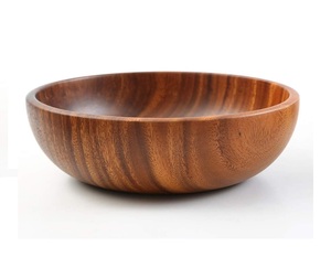 Ensaladera redonda hecha a mano de madera de acacia, plato de cocina para servir para mezclar y servir comidas - Product Image 1