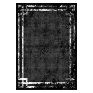 Tapis de salon en chenille antidérapant, imprimé numériquement, style moderne vintage, noir anthracite, lavable en machine, vente en gros RUGS DEPOT LXDP-0935 - Product Image 1
