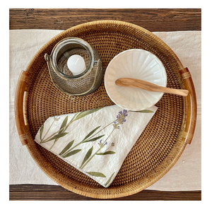 Elegante Bandeja de Servicio de Ratán de Diseño, Bandeja Redonda de Ratán Personalizada para Hotel, Bandeja Flotante para Desayuno - Product Image 2