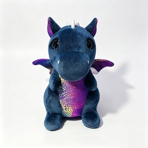 Peluche de dragon bleu scintillant personnalisée, adorable peluche de dragon assis, peluche de dragon galaxie pailletée, dragon à ventre irisé - Product Image 3