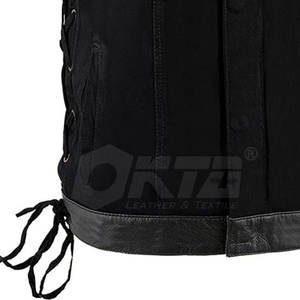 เสื้อกั๊กหนังสีทึบสำหรับผู้ชายเสื้อกั๊กหนังระบายอากาศแขนกุดแบบสตรีท - Product Image 6