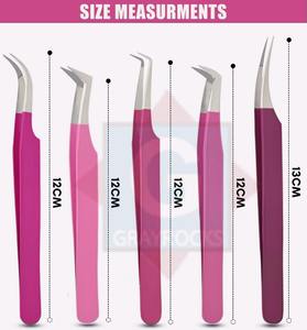 Vente en gros de pinces à cils en acier inoxydable de qualité supérieure Ensemble de pinces à cils à pointe en fibre de marque privée à 90 degrés - Product Image 2