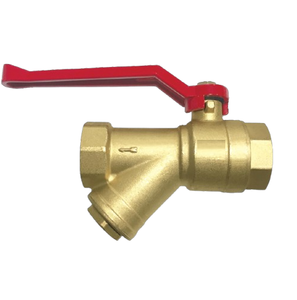 Robinet à boisseau sphérique en bronze, filtre en Y, corps de 1 pouce, joint en PTFE, test manuel de pression 300 psi, extrémités femelles filetées NPT, haute durabilité - Product Image 1