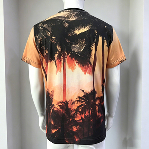 T-shirt Uomo Regular Fit in Jersey 100% Cotone 220gsm con <span class=keywords><strong>Stampa</strong></span> Grafica Vintage Palma Tropicale Tramonto, Logo Venleag, Blu Sfumato - Product Image 4
