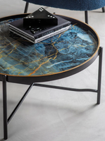 Table basse ronde en métal imprimée personnalisée en laiton AK en finition multicolore pour meubles de maison/meubles de bureau