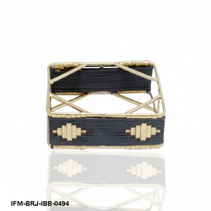 กำไลข้อมือทองเหลืองทำมือ ประดับด้วยด้ายไหมสีดำ ลายเรขาคณิตแบบชนเผ่า สำหรับผู้หญิง - Product Image 4