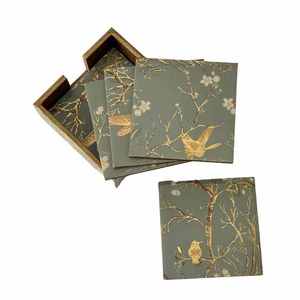 Wholesale Exclusive 4-Piece Square Resin Horn Bone Coaster Set Natural Slices Eco-Friendly Modern Coffee Tea <b>Cup</b> <b>Mat</b> Padded - Product Image 2