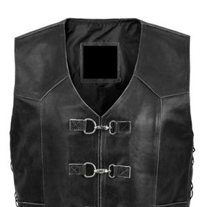 OEM Gilet de motard en cuir pour hommes Matériau en cuir de vachette véritable Couture durable Fermeture à glissière Marque privée en gros Acceptée - Product Image 3