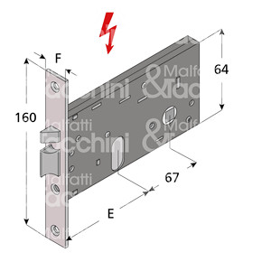 SERRURE ÉLECTRIQUE POUR BANDES 12V AC loquet réversible cylindre ovale non inclus - Product Image 1