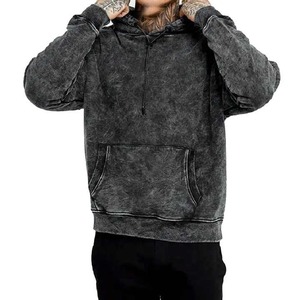 เสื้อฮู้ดผ้าฝ้ายผู้ชายวินเทจซักกรดมีฮู้ดปรับแต่งแนวสตรีท - Product Image 2