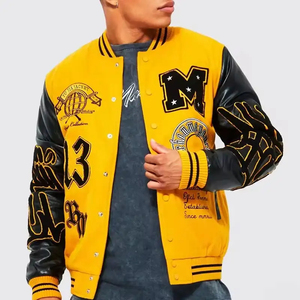 Wholesale Men's Custom <b>Real</b> <b>Leather</b> Varsity <b>Jacket</b> New Design Embroidered Logo Letterman <b>Jacket</b> College <b>Jacket</b> - Product Image 5