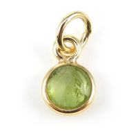 Pequeño colgante de plata de ley 925 con engaste chapado en oro y piedra preciosa natural de 6 mm, certificado por terceros, excelente.
