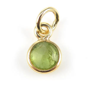 Minuscule rond plaqué or lunette ensemble 6mm pierre précieuse naturelle pierre de naissance pendentif à breloque 925 bijoux en argent Sterling faisant des fournitures - Product Image 5