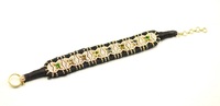 Bracelet en macramé argenté vintage élégant avec pierre précieuse en tourmaline diamant naturel pour les mariages ou les cadeaux