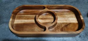 Bol rond en bois naturel 3 en 1 personnalisable, plateau à collation, plats de luxe pour servir à la maison, à l'hôtel ou au restaurant - Product Image 6