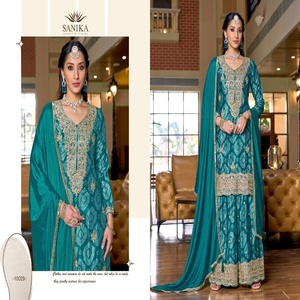 Vêtements de mariage Chinon soie avec impression numérique et travail à la main Slwar costume femme mode achats en ligne au taux le plus bas - Product Image 1