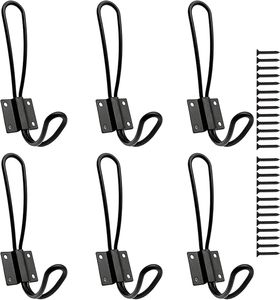 Ganchos de entrada rústicos incluidos con tornillo de Metal, decoración negra, ganchos para abrigos rústicos montados en la pared, organizador Vintage Doble - Product Image 1