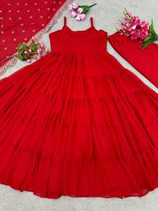 นำเสนอใหม่ชุดผ้าจอร์เจียเทียม anarkali พร้อมผ้าจีบยาว10เมตรกับ dupatta พร้อมใส่ - Product Image 4