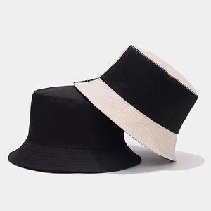 Wholesale men and Children's Casual Two Tone Color Contrast Patchwork Cotton Reversible Bucket <b>Hat</b> for Fishing & Cycling - Product Image 6