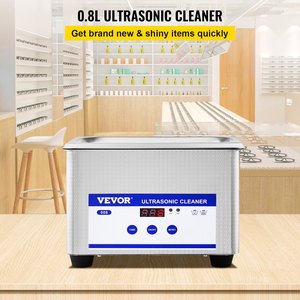 เครื่องทำความสะอาดอัลตราโซนิก VEVOR 0.8 ลิตร พร้อมฮีตเตอร์ดิจิตอลและตัวตั้งเวลา สำหรับทำความสะอาดเครื่องประดับ แว่นตา - 35 วัตต์ สแตนเลสสตีล - Product Image 2