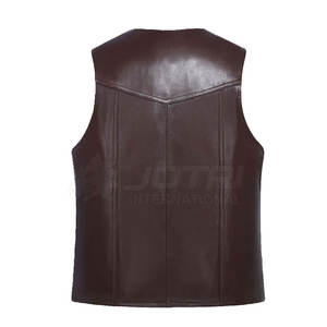 Venta al por mayor Tallas grandes Chaqueta de cuero Chaleco de uso al aire libre Chaqueta de cuello en V Chaleco de cuero Chaqueta - Product Image 2