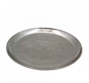 Assiette de service en aluminium argenté écologique pour hôtels, restaurants, plateaux de service de plats, style floral, plateau pour biscuits, cupcakes, nourriture - Product Image 2