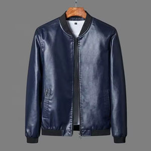 Veste en cuir pour homme tendance, automne-hiver, taille plus 8XL, couleur unie, fermeture éclair, veste en simili cuir décontractée en PU pour homme - Product Image 3