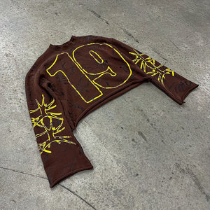 Vintage Custom Graphic French Terry Cotton <b>Long</b> <b>Sleeve</b> <b>T</b>-<b>Shirt</b> for <b>Men</b> Oversize <b>White</b> Custom Screen Printing for Winter - Product Image 5