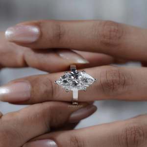 IGI Certified White Gold Solitaire Engagement <b>Ring</b> with Marquise Cut <b>Diamond</b> Elegant <b>Diamond</b> <b>Rings</b> Collection - Product Image 5