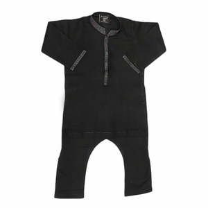 Shalwar Kameez Bordado para Niños - Negro - Product Image 3