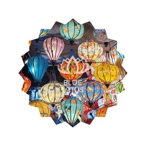 MEILLEUR PRIX Lanterne en soie bleue Lotus 2025 Lanterne décorative artisanale de luxe pour la maison Mariage Festival - Product Image 1