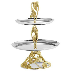 Elegance Home Tableware <b>Cake</b> Stand 2 <b>Tiers</b> Made of Stainless Steel With Metal Designer <b>Cake</b> Serving Stand for Party Use - Product Image 1