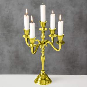 Bougeoir candélabre doré le plus durable en acier inoxydable anti-inflammable Bougeoirs en métal doré poli pour Noël - Product Image 1