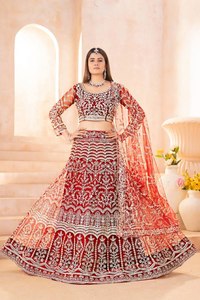 Lehenga Choli Moderno con Bordado Intrincado, Largo hasta el Suelo, con Cremallera y Borlas, en Tonos Vibrantes, Transpirable, Ideal para Celebraciones Reales - Product Image 4