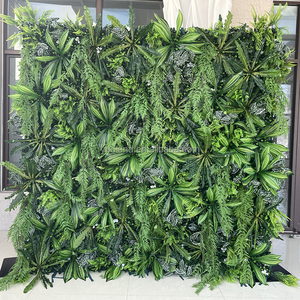 L Verdure Plante Tropicale Laisser Floral Toile de Fond Panneau 5D Roll up Vert Soie Artificielle Rose Fleur Mur pour Printemps Mariage Décor - Product Image 4
